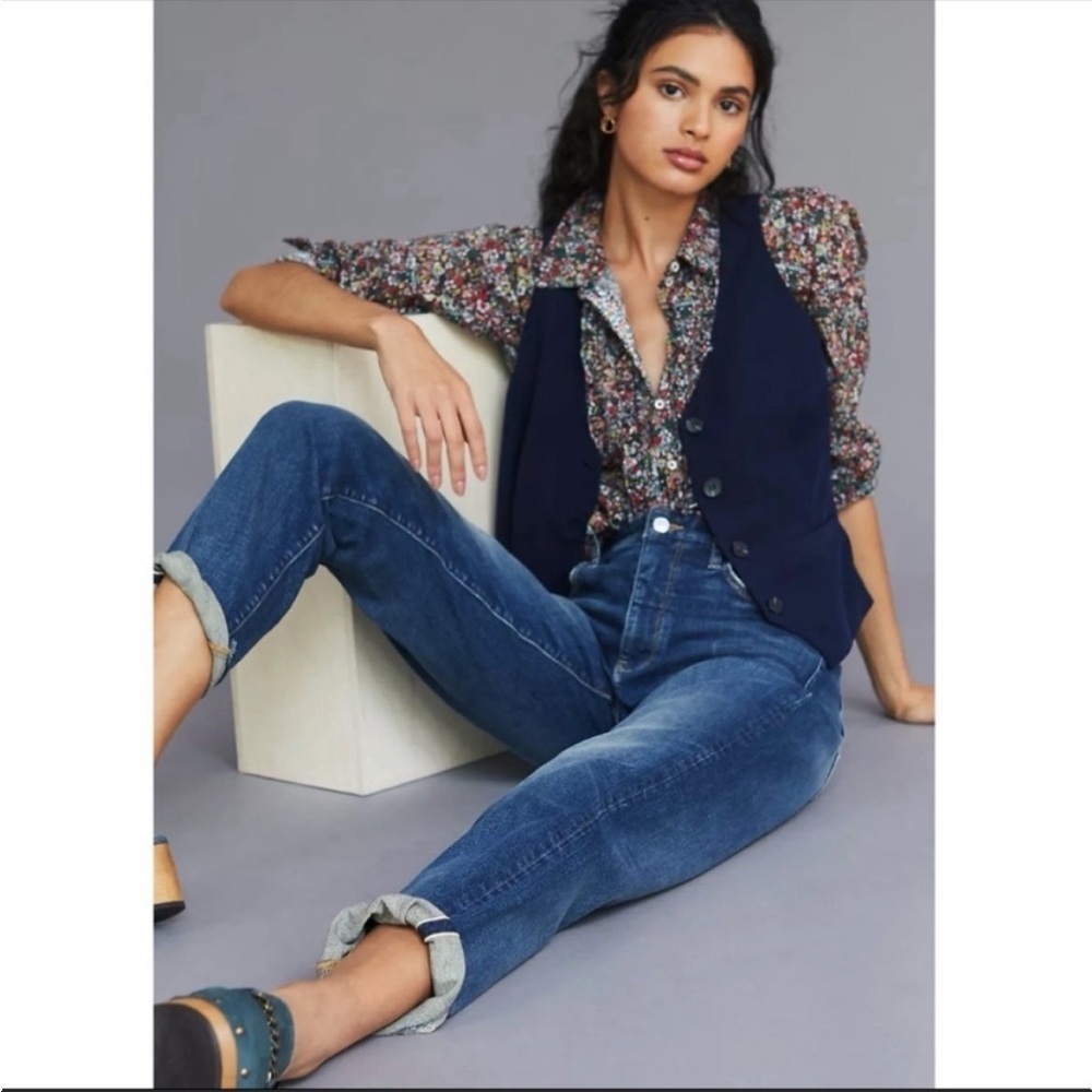 Anthropologie Pilcro Selvedge Borrowed Boyfriend Jeans Blue Plus 32 Relaxed NWT - Picture 6 of 8